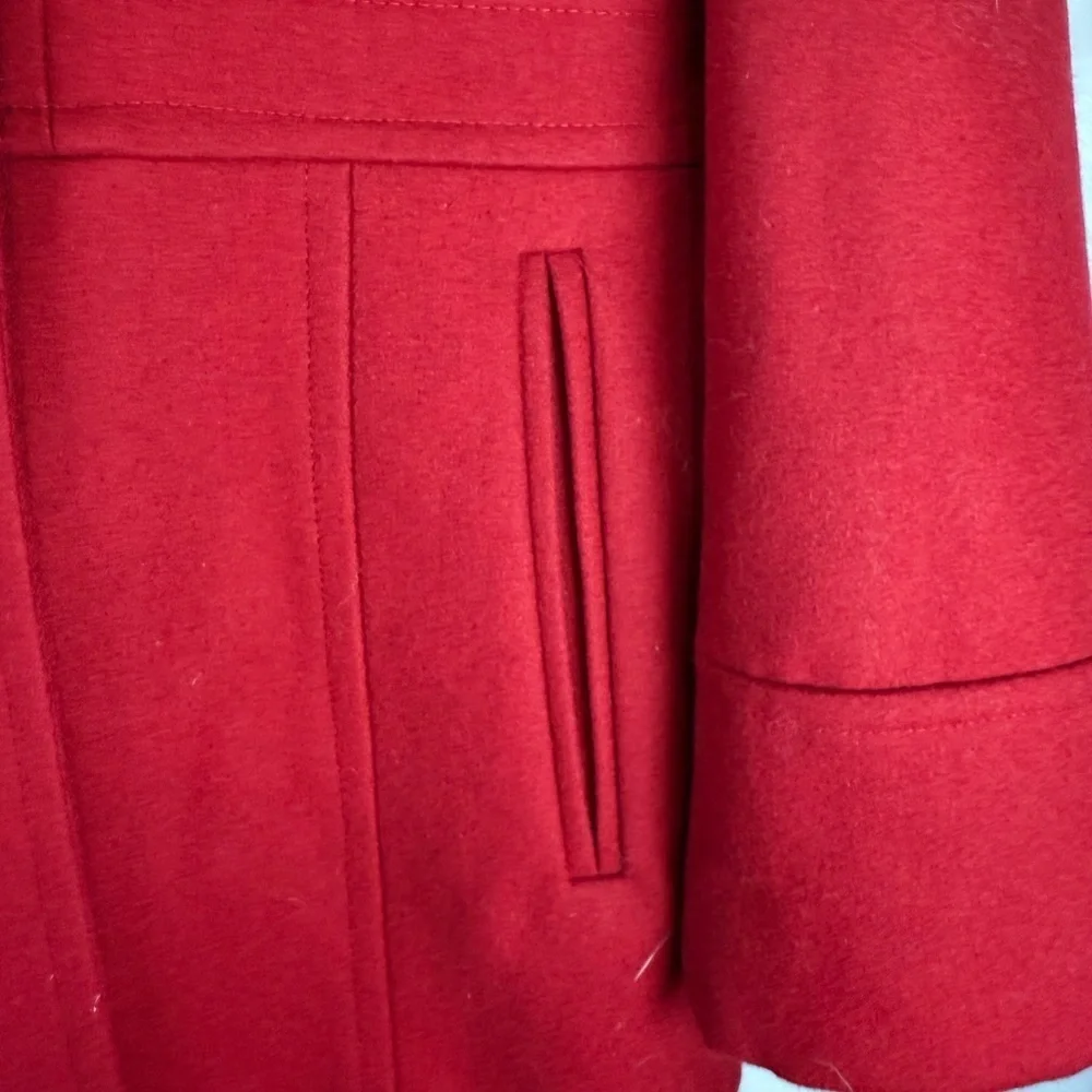 Michael Kors Red Wool Blend coat Peacoat Jacket Small womens coat gold buttons
